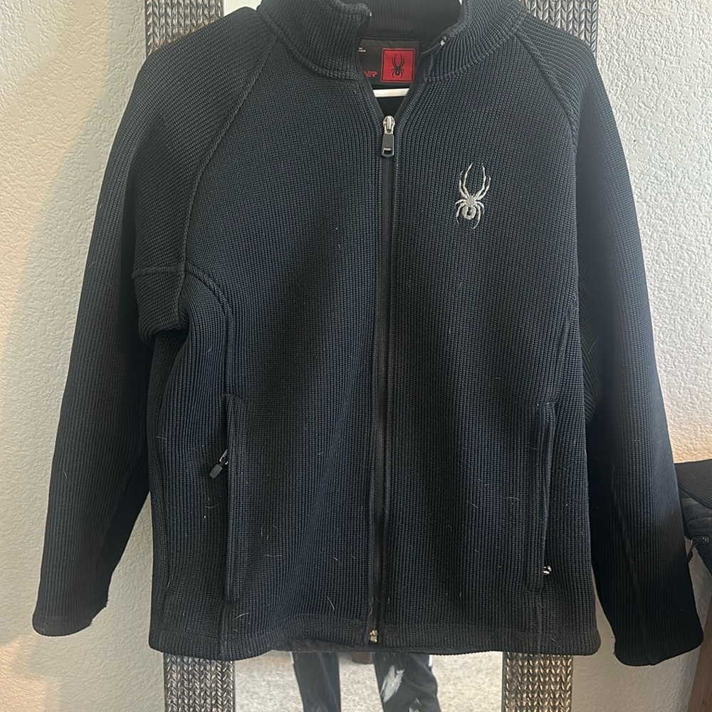 Spyder Heavy Weight Knit Fleece Jacket Men Small - image 1